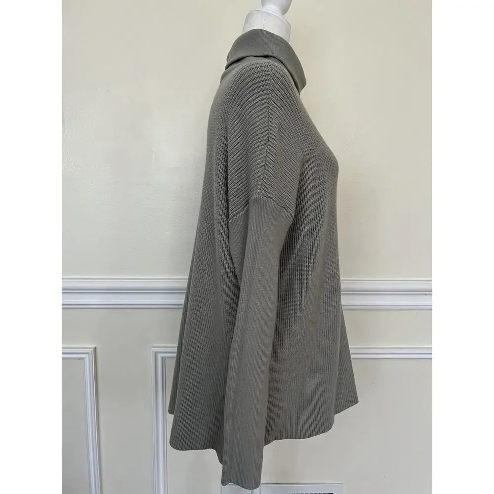 DEVOTION BY CYRUS Cowlneck Ribbed Tunic Sweater gray rayon women XL A004521